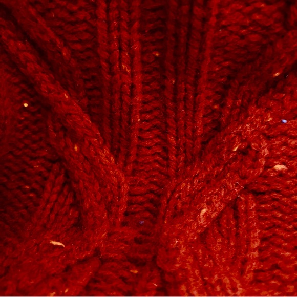 Pure cashmere chunky cable knit dark tomato red. Unisex EUC - Picture 5 of 5